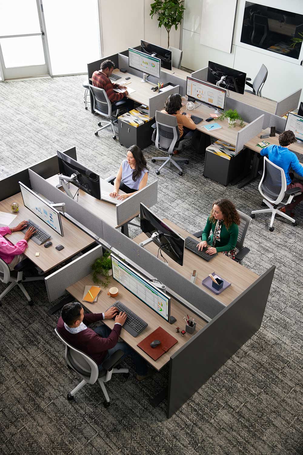 Birds eye view of a shared office